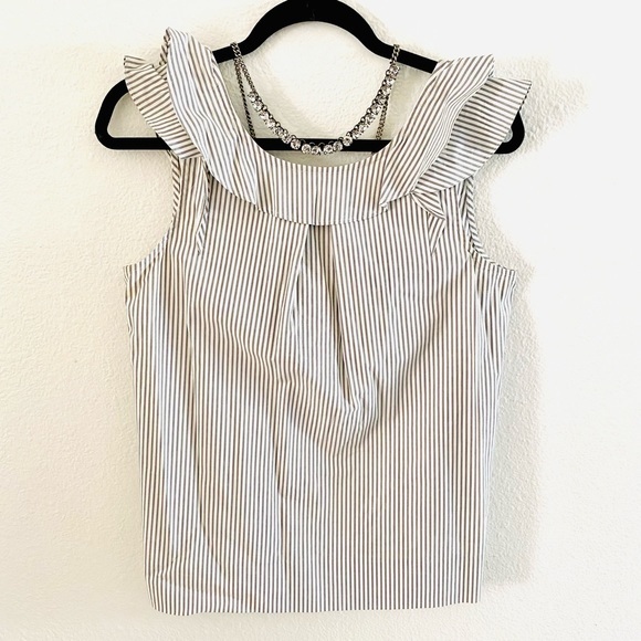 J. Crew Tops - J. CREW Ruffle Sleeve Shirt Blouse Gray White